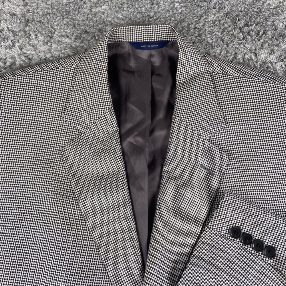Brooks Brothers Blazer Mens 43R Brown Houndstooth Silk‎ Wool Sport Coat Jacket
